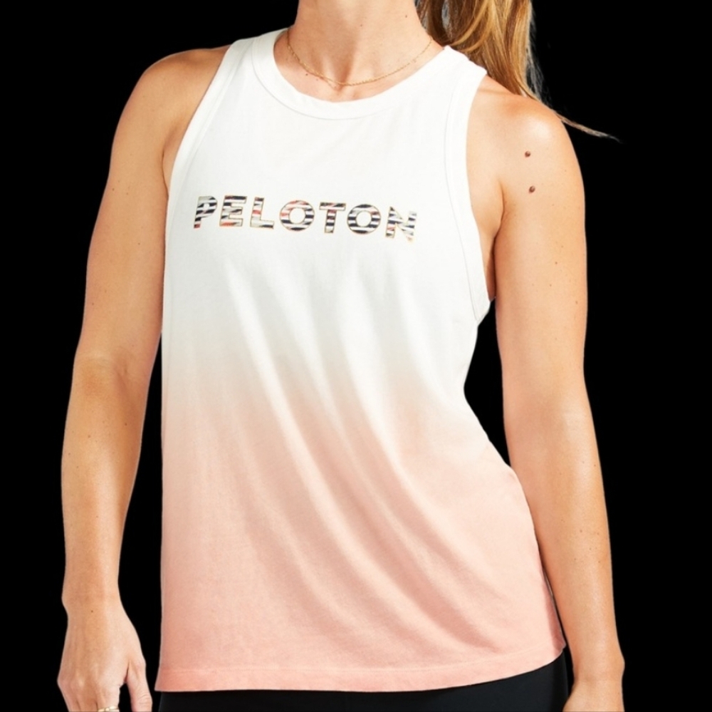 Peloton Logo Go-To Racer Tank Peach Ombre
